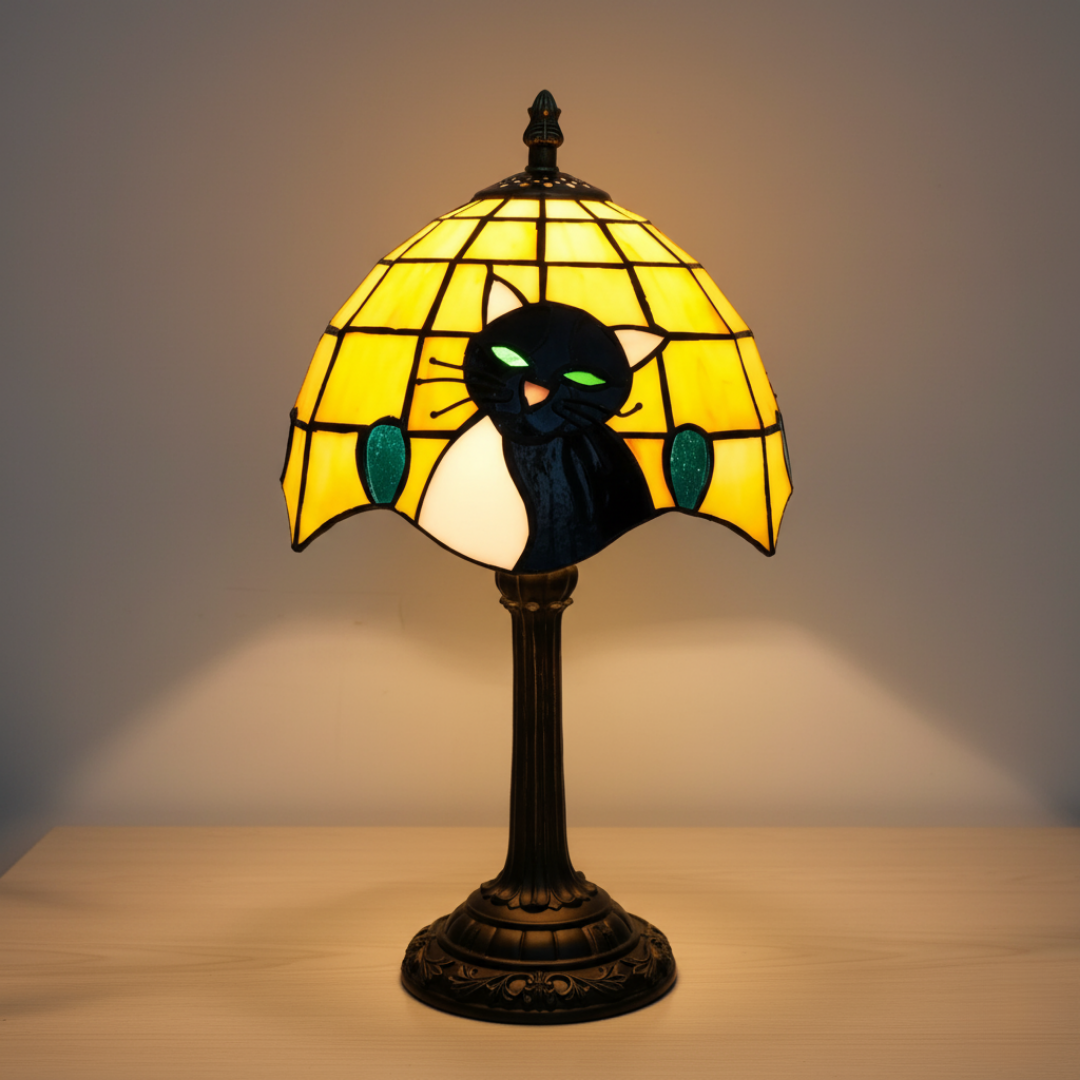 Kunglig barock svart katt bordslampa