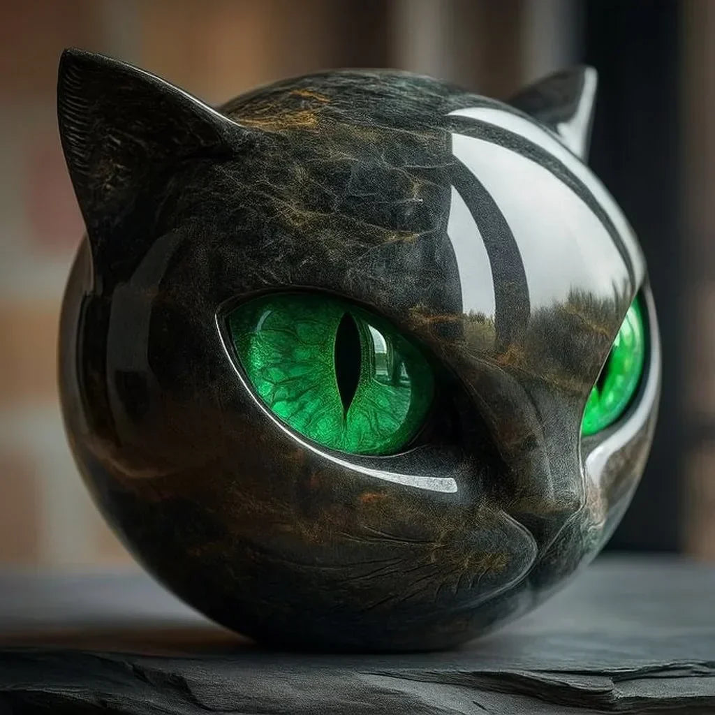 NyxCharm - Captivating Black Cat Head Sculpture