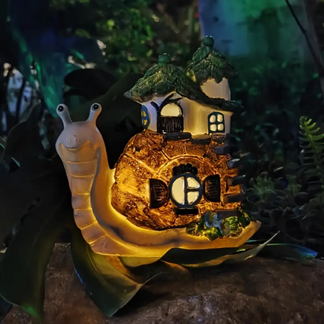 Solar-Powered Snail Garden Lantern