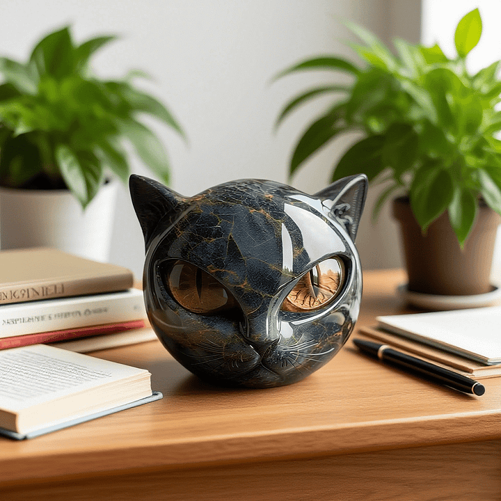 NyxCharm - Captivating Black Cat Head Sculpture