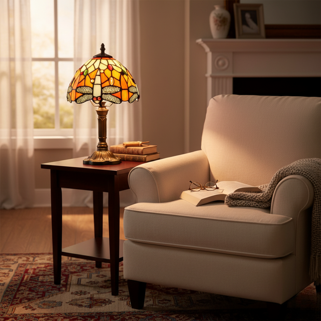 Dekorativ LED Bordslampa i Färgat Glas