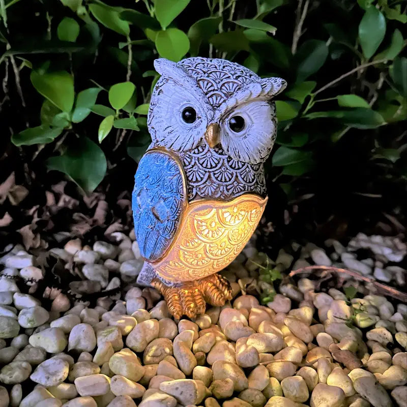 Solar-Powered Owl Resin Lamp