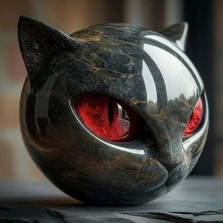 NyxCharm - Captivating Black Cat Head Sculpture
