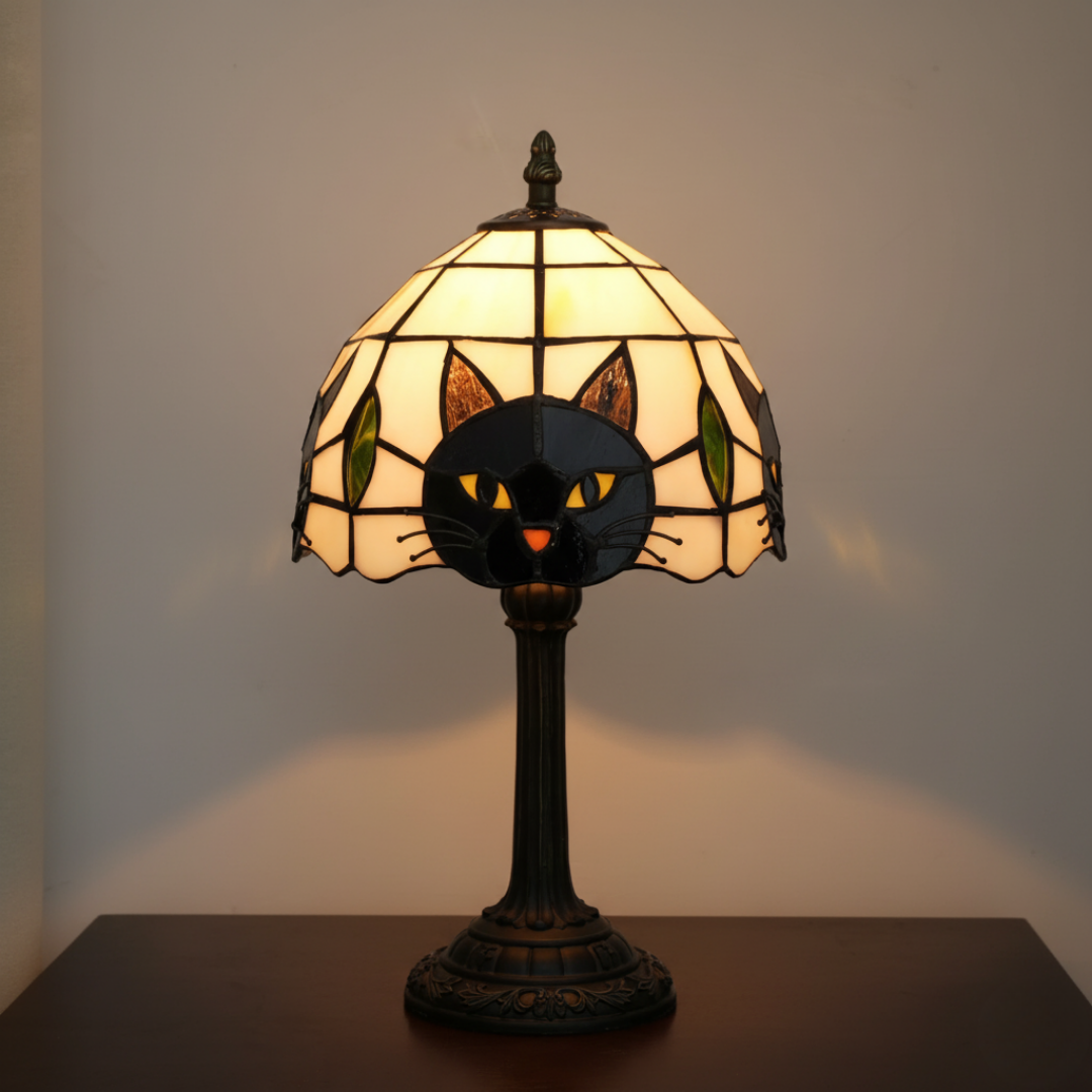 Retro Barock Svart Katt Bordslampa