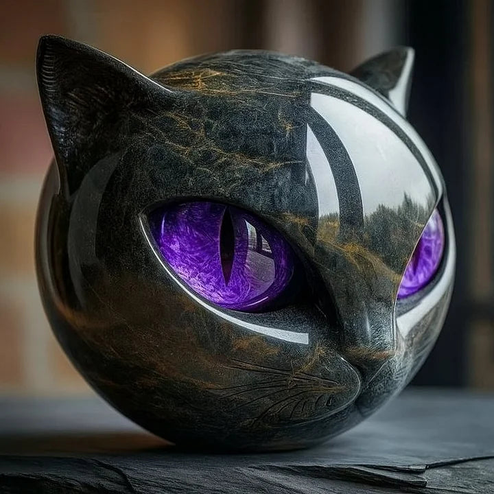 NyxCharm - Captivating Black Cat Head Sculpture
