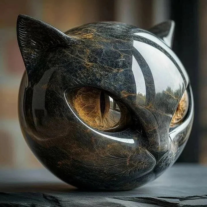 NyxCharm - Captivating Black Cat Head Sculpture