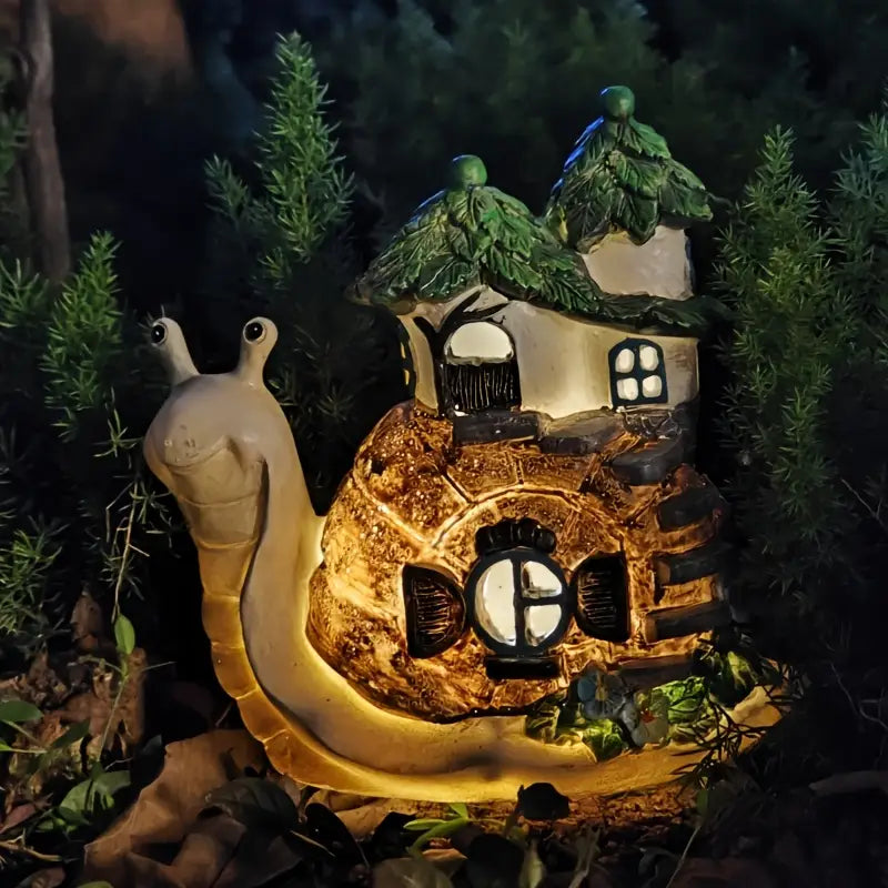 Solar-Powered Snail Garden Lantern