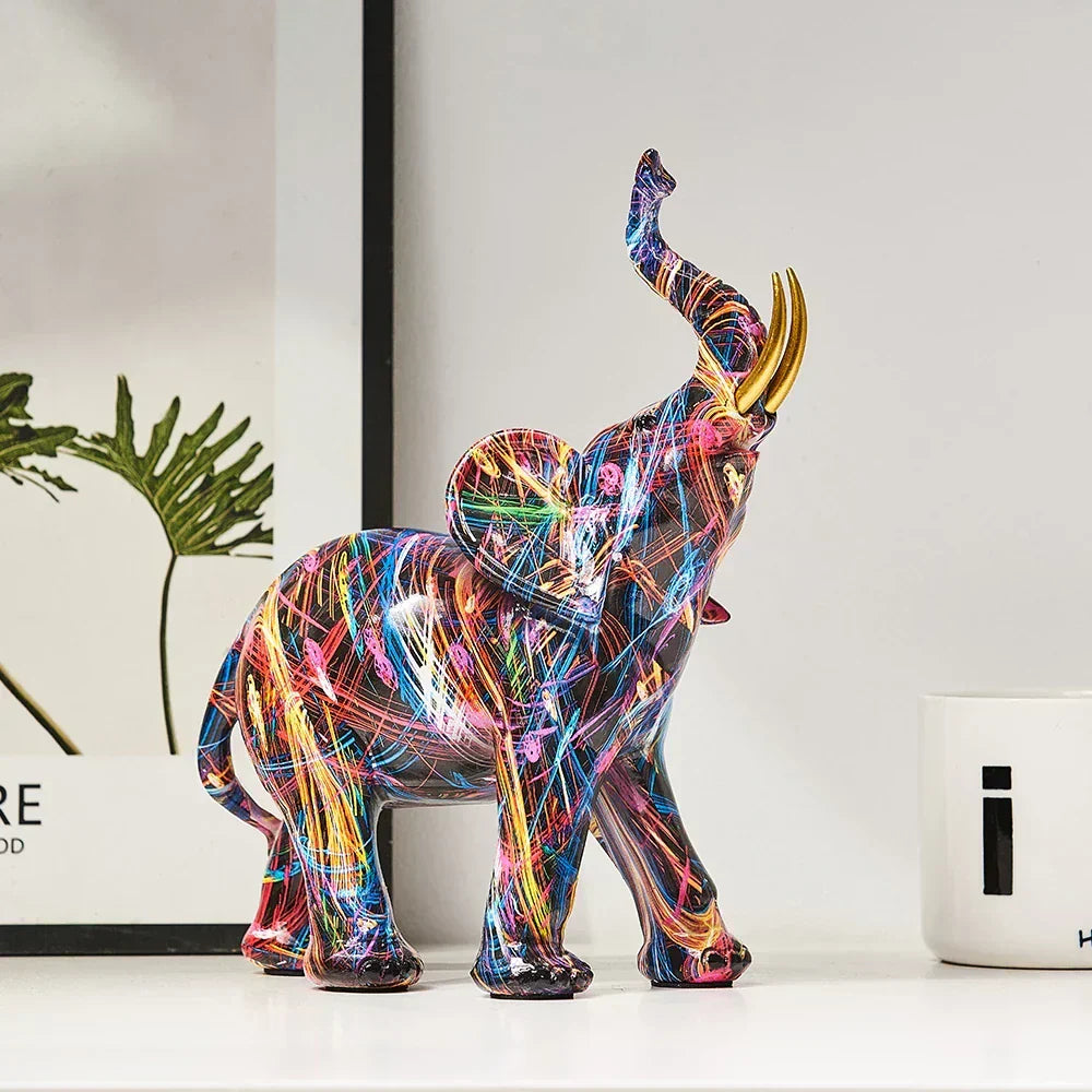 Artistic Elephant Sculpture with Graffiti Design