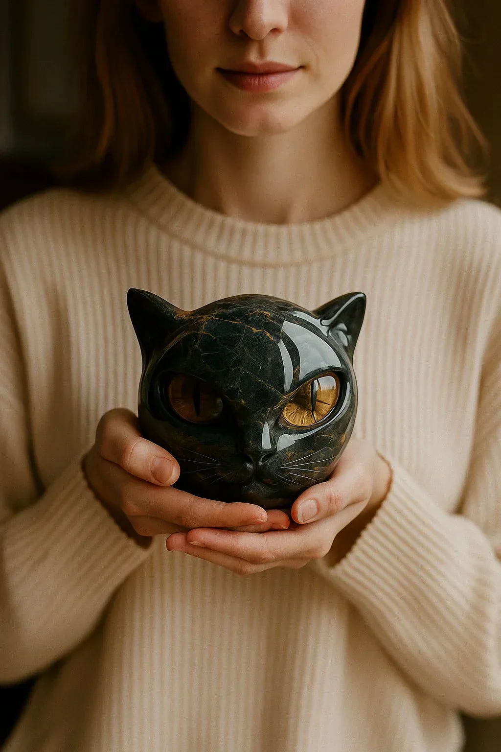 NyxCharm - Captivating Black Cat Head Sculpture